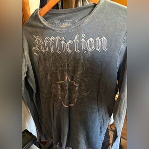 Affliction Long-Sleeve Graphic Thermal Shirt in Charcoal